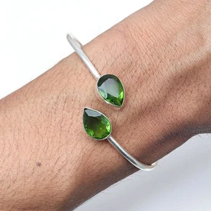 Peridot Quartz Gemstone Handmade Jewelry Cuff Bracelets 7''Adjustable - Picture 1 of 7