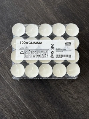20 IKEA Glimma unscented candles - tea light candles 4 hrs - Image 1 of 3