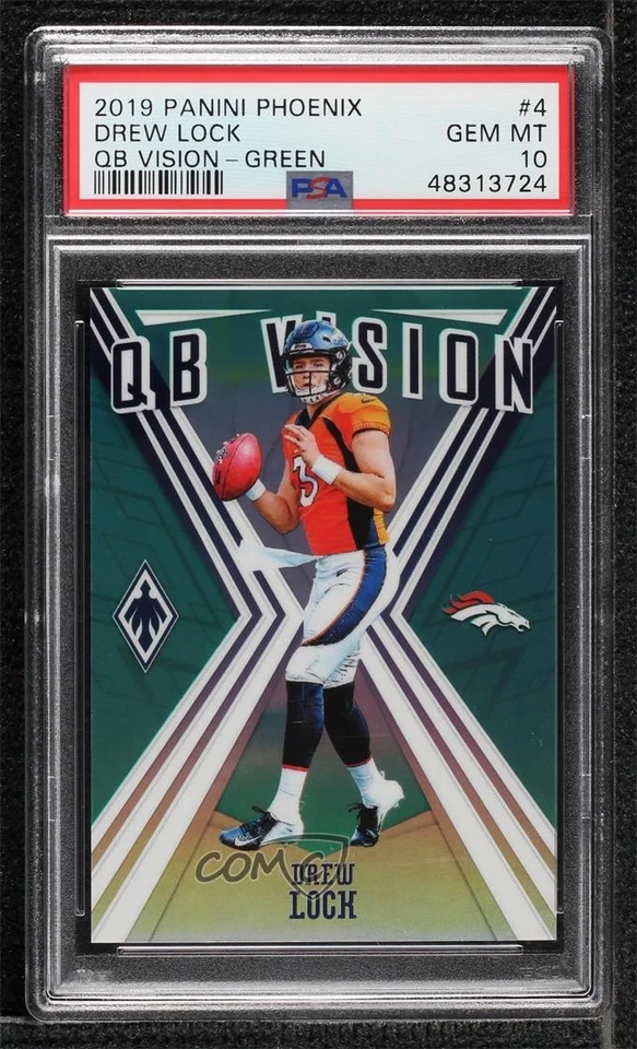 2019 Panini Phoenix QB Vision Green /25 Drew Lock #4 PSA 10 GEM MT Rookie RC - Image 1 of 2