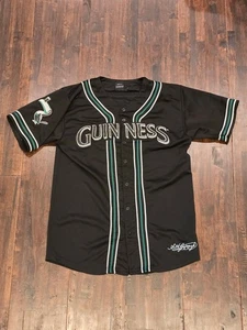 Guinness Jersey Shirt Mens Medium North Lawrence Baseball Embroidered - Picture 1 of 12