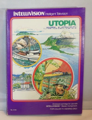 Utopia (Mattel Intellivision, 1982) Video Game Cartridge, Box, Manual & Overlays - Image 1 of 4