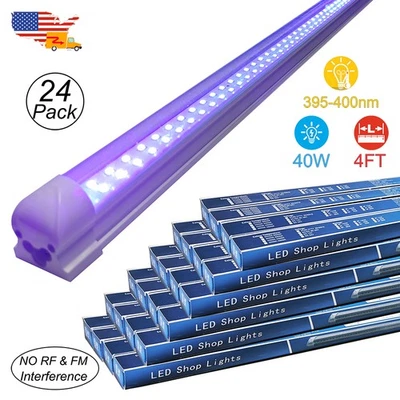 Paquete de 24 Lámparas Led Negras 4FT 40W Navidad Halloween Decoración Luz Led Foto 1 de 4