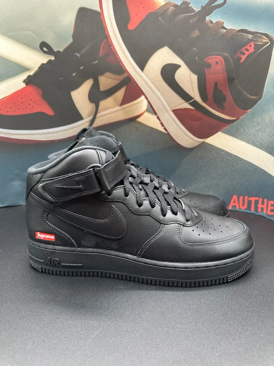 Nike Supreme x Air Force 1 Mid Box Logo - Triple Black for Sale