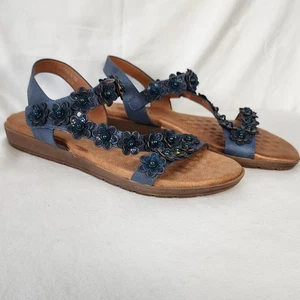 Patrizia by Spring Step Floral Embellished Slingback Sandals Blue Size 38 - Picture 1 of 6