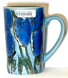 Bright Floral Ceramic Stoneware Mug Spectrum Designz 17oz Tall Coffee Blue - Picture 1 of 4