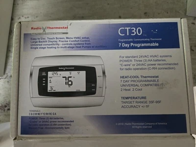 Radio Thermostat CT30 7 Day Programmable Touch Screen TWO NEW OPEN BOX.  - Image 1 of 3
