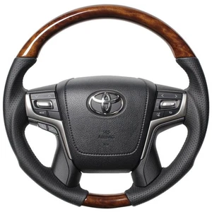 REAL Steering Wheel Premium Series Round Shape Light Brown Wood Land Cruiser 200 - Bild 1 von 1