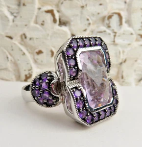 ATEMBERAUBENDER RING HELL/DUNKLER AMETHYST UND STERLINGSILBER GRÖSSE 6 - Bild 1 von 6