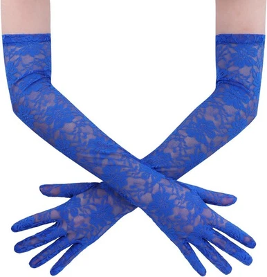 Long Elegant Opera Lace Gloves, Floral Pattern, Elbow Length - 18.9in - Image 1 of 4