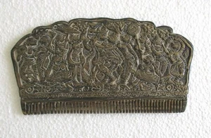 ANTIQUE OLD BRONZE RADHA KRISHNA COMB WITH FIGURES INDIA - Picture 1 of 8