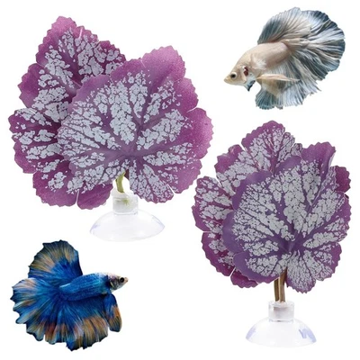 Balacoo 2Pcs Betta Fish Leaf Hammock Pad | Aquarium Tank Plastic Plants 6 x 3... - Image 1 of 4