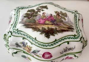 Große Dresdner Porzellan Schmuck Schmuckschatulle, handbemalt, Blumen, 6-1/2" - Bild 1 von 11