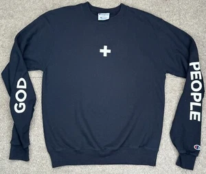 Champion God People Vintage Men's Long Sleeve Crew Neck Sweatshirt Size Small - Picture 1 of 10
