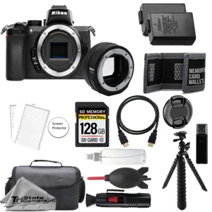 Nikon Z50 Camera w/FTZ II Mount Adapter+128GB+Extra Battery+Tripod-Accessory Kit - Picture 1 of 9