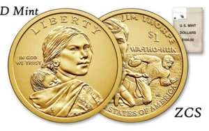 2018 D Native American Indian Dollar Coin Sacagawea Coins Jim Thorpe Money - Picture 1 of 3