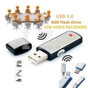 REGISTRATORE AUDIO VOCALE DIGITALE 8 GB DITTAFONO USB MEMORY STICK LEGA - Foto 1 di 2