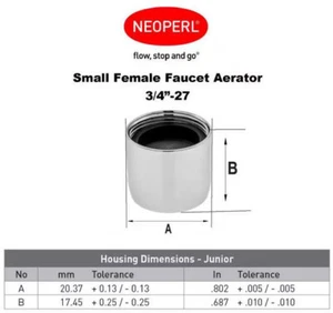 Neoperl Small-Size Female Water-Saving Faucet Aerator 1.5 GPM Brass Anti-Liming - Picture 1 of 7