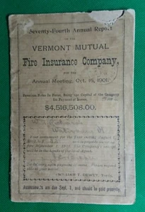 Vermont Mutual Fire Insurance Company 74º Informe Anual 1901 - Imagen 1 de 4