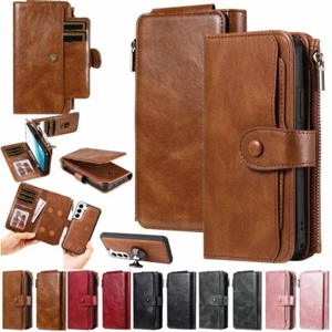 For Samsung S24 Plus S23 S22 S21 S20 S10 S9 Detachable Wallet Leather Case Cover - Picture 1 of 47
