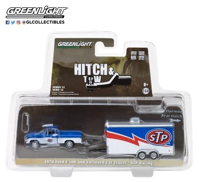 Hitch & Tow 12 1970 Ford F-100 and Enclosed Car Trailer - STP Racing 32120A - Image 1 of 3