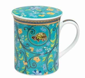 Clara Schildkröte Teetasse mit Sieb und Deckel Porzellan Kräuterteetasse - Bild 1 von 1