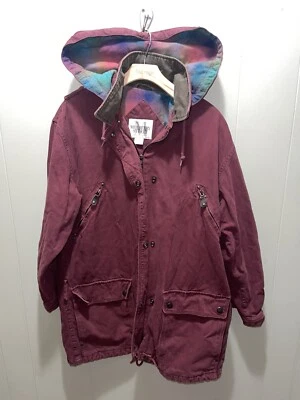 Chaqueta Larga Mulberry Street Para Mujer Granate Cuadros Arco Iris Forrada Cremallera Completa Talla XS Foto 1 de 4