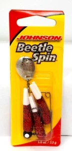 Johnson Beetle Spin Fishing Lure Bait 1/8 oz.  Red Sparkle  3-Pack  **NIP** - Picture 1 of 3