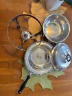 vintage silverplated chafing dish included 5 pieces and new flint