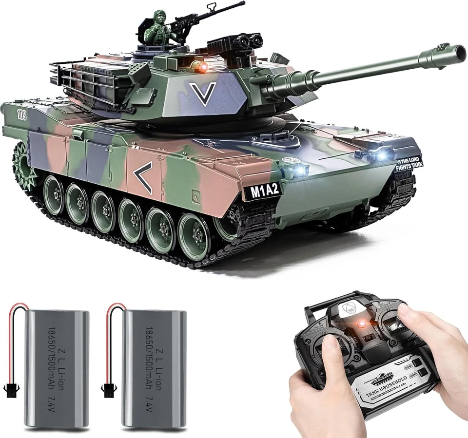 1:18 RC Tank, 2.4Ghz M1A2 Remote Control Tank Model Toys Military Toy Shoots BBS - Image 1 of 4