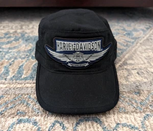 HARLEY DAVIDSON Cap Unisex Black Flat Top Logo Strap Adjustable Baseball Hat - Picture 1 of 11
