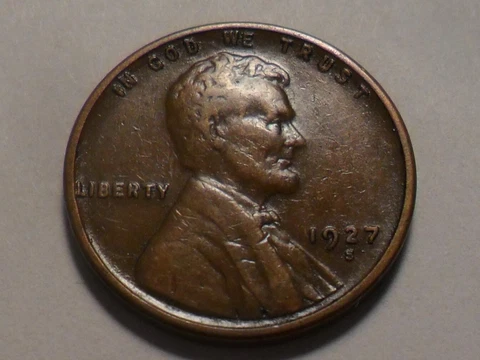 1927-S NICE "MINT-MARKED" LINCOLN COPPER CENT LOW MINTAGE 14,276,000!!!! Cover