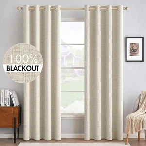 100% Blackout Curtains,Solid Thermal Insulated Room Darkening Curtains52 x 84" - Picture 1 of 7