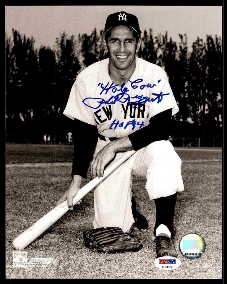 PHIL RIZZUTO SIGNED 8X10 PHOTO INSCRIBED "HOLY COW HOF 94" PSA COA - NY YANKEES - Image 1 of 1