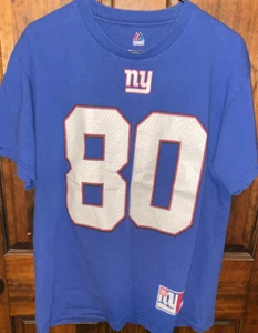 Majestic New York Giants Victor Cruz #80 T-shirt Size L Large Blue NFL Football - Picture 1 of 2