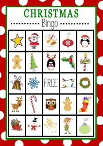 Weihnachten Bingo 8 Karten Spiel 2025 Urlaub PDF hochwertige Datei Spaß Feiertage - Bild 1 von 7