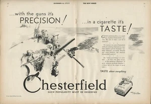 1929 CHESTERFIELD CIGARETTES 2-page advertisement, battleship guns - Foto 1 di 3