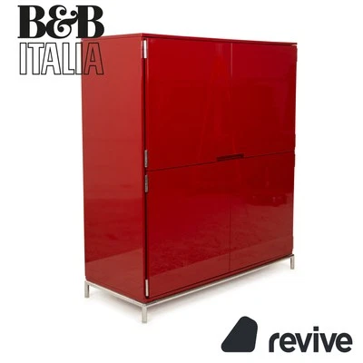 B&B Italia Mueble De Madera Brillante Rojo Con 4 Puertas Y Patas De Metal - Imagen 1 de 4