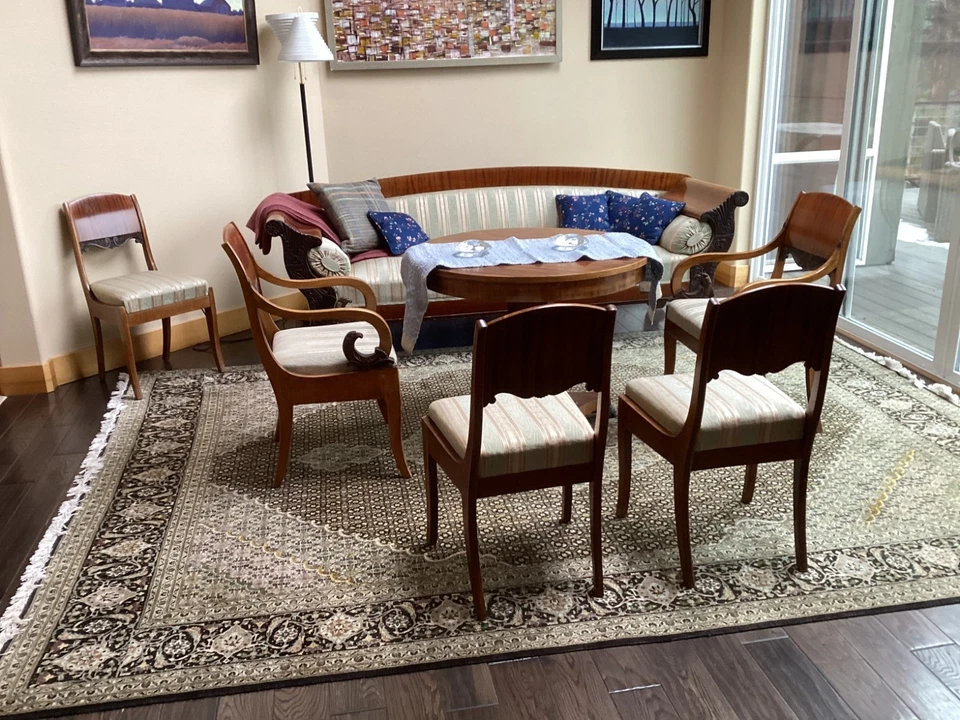 Juego de muebles Biedermeier incluye sofá, mesa de sofá, 2 sillones y cuatro laterales Foto 1 de 1