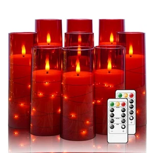 Flickering Flameless LED Candles,Battery Operated Candles 9 Pcs with Embedded... - Picture 1 of 6