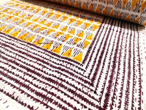 Cotton Handmade Kantha Bedspread ,Reversible Blanket Queen Size Bedding /Throw - Picture 1 of 10