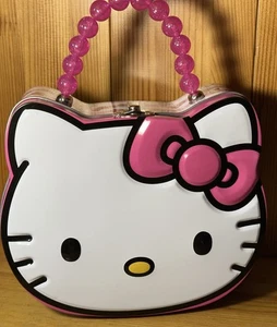 Sanrio Hello Kitty Blechdose Tragetasche Handtasche mit rosa Perlengriff 6” x 8” NEU - Bild 1 von 14