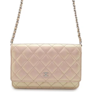CHANEL Matelasse Chain Geldbörse Lammleder MetalicPink - Bild 1 von 18