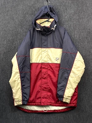 Vintage FILA Mens XL Full Zip Padded Coat Jacket Colourblock Hooded Pockets - Image 1 of 4