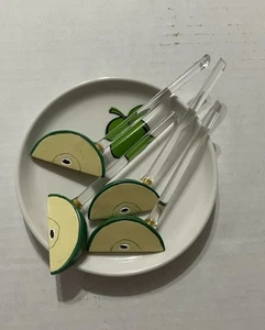 Shonfeld’s Green Apple Saucer And Swizzle Sticks - Picture 1 of 3