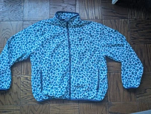 NIKE Men Size L Club Fleece Jacket Mineral Teal Navy Animal Print - Picture 1 of 5