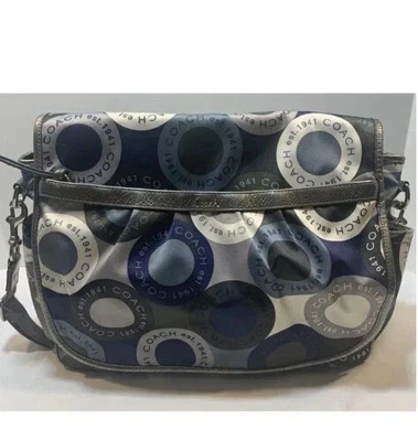 Сумка-мессенджер/подгузник Coach G1176-f18377 синий фиолетовый серый плечевой ремень Ys10 - Изображение 1 из 4