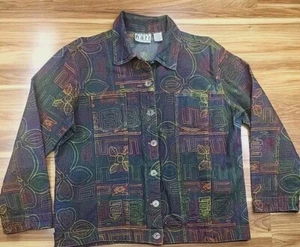 Vintage Keren Hart Embroidered Denim Jacket Womens Large Artsy Pheobe Buffay - Picture 1 of 9