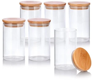 10 Unzen hohes Klarglas Borosilikatglas mit Bambusdeckel - Bild 1 von 5