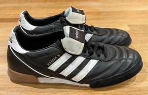 ADIDAS KAISER 5 SCARPE DA CALCIO INDOOR IN PELLE TAGLIA UK 9,5 NERO BIANCO - Foto 1 di 11