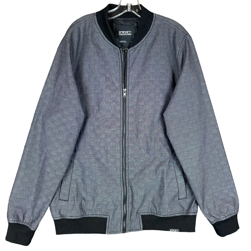 Ezekiel Lined Bomber Jacket Men’s L Gray Full Zip Cotton Stretch Pockets Coat - Image 1 of 4